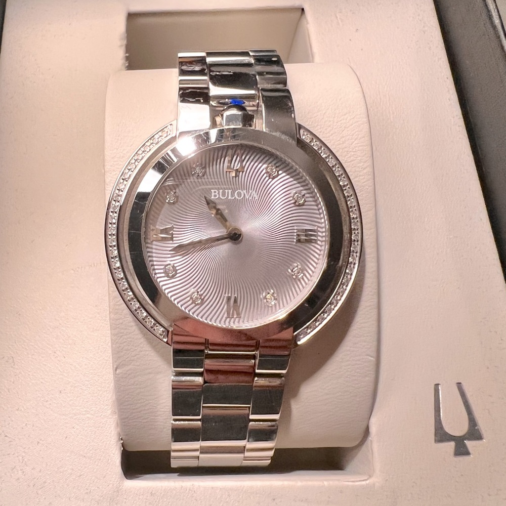 Gorgeous Womens Bulova Rubaiyat diamond watch Sapphire Goddess edition